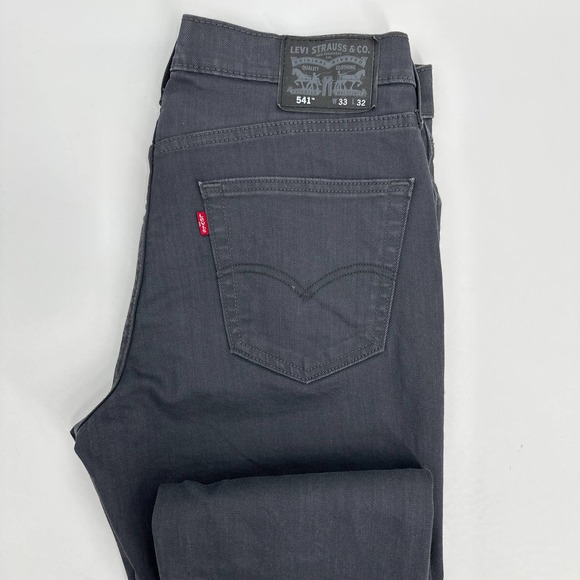 Levi Strauss & Co 541 Denim Jeans Straight Leg Zip Fly Black Size W33 L32 - Picture 2 of 11